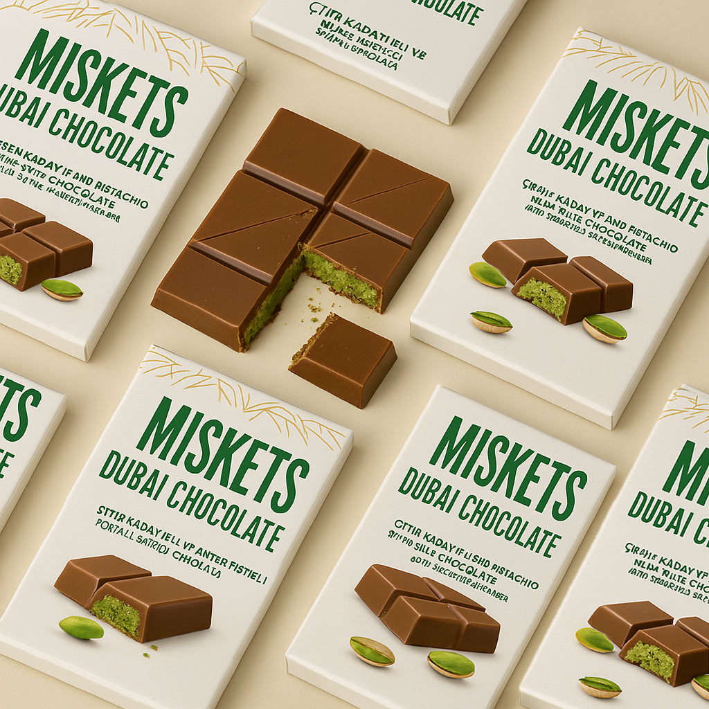 2 tablettes 100g - Chocolat de Dubai Miskets - L'Original & Viral, barre gourmande pistache & kunacha