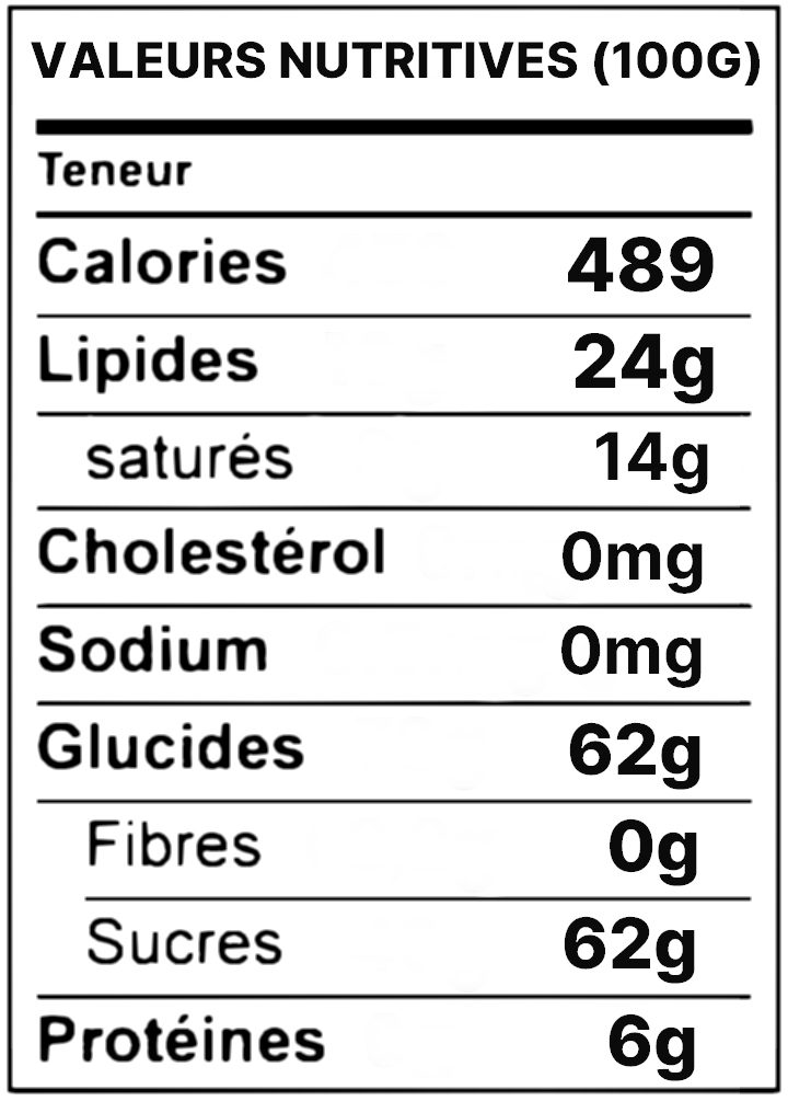 Étiquette nutritionnelle du produit